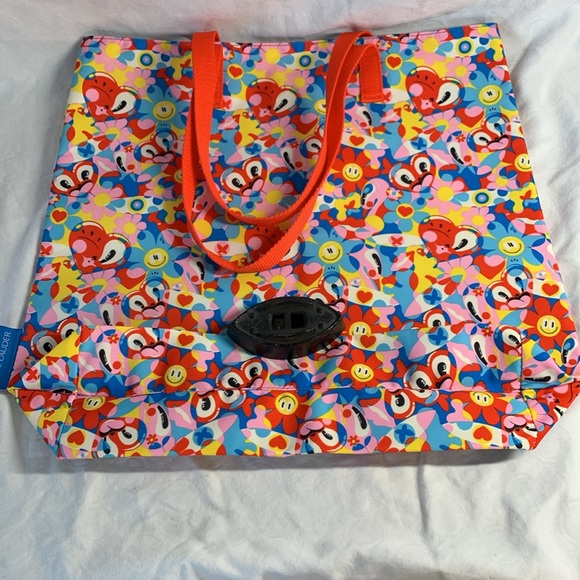 Estée Lauder Recycled Tote Bag Hearts Daiseys Smiles Gusseted Bottom Reusable - Picture 6 of 8